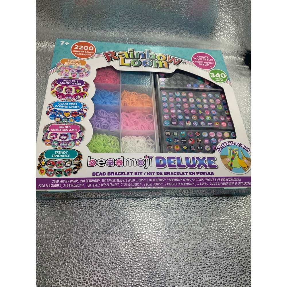 Rainbow Loom Beadmoji Deluxe Bead Bracelet Kit 2200 Rubber Bands 340 Beads New